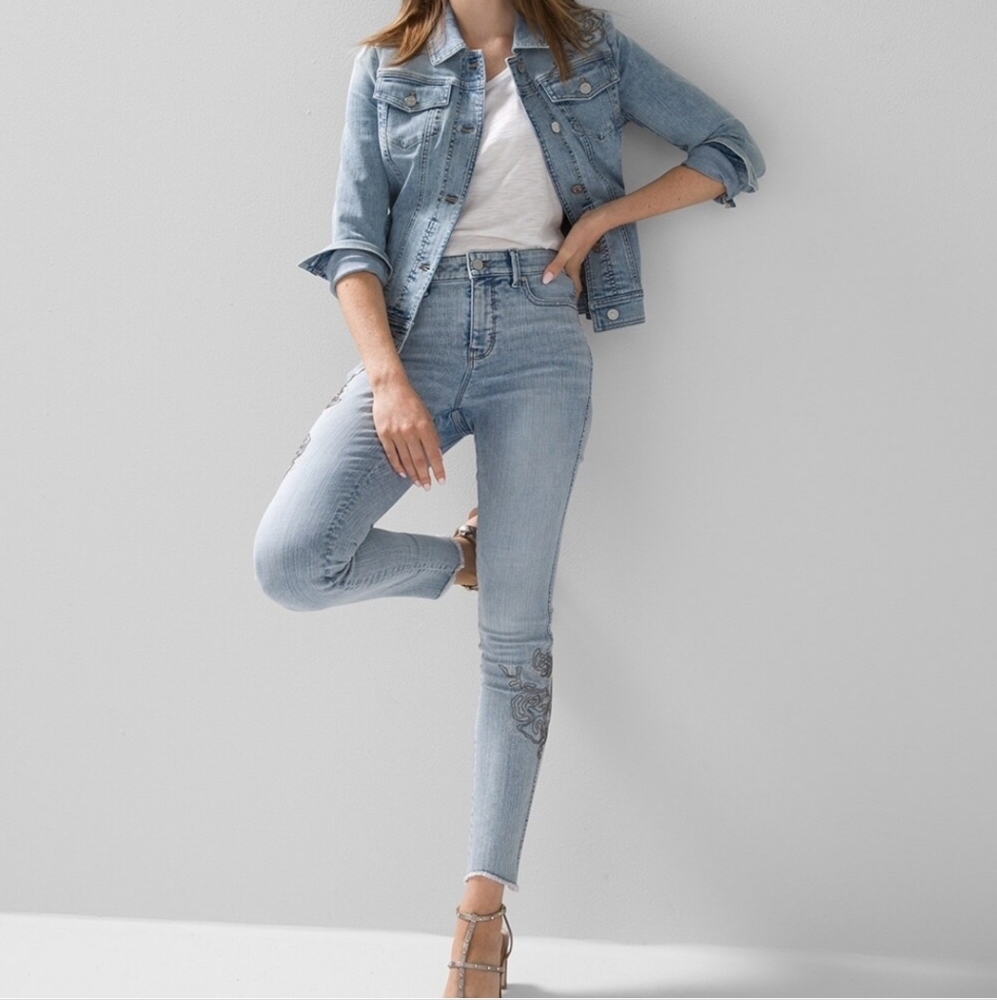 White House Black Market Blue High Rise Skinny Ankle Jeans Size 6